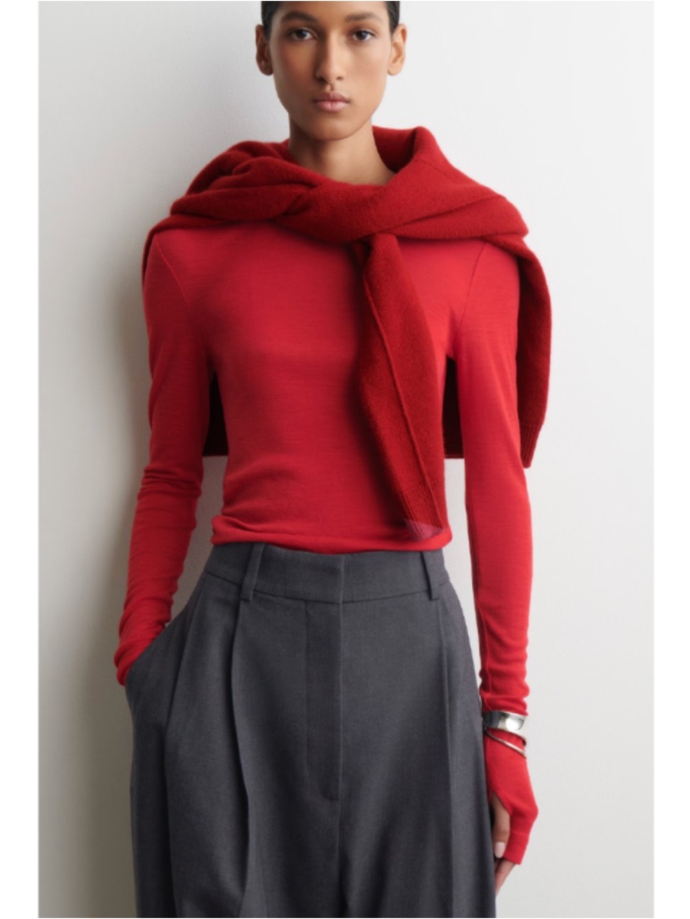 COS Slim Merino Sweater | Red | Size Small